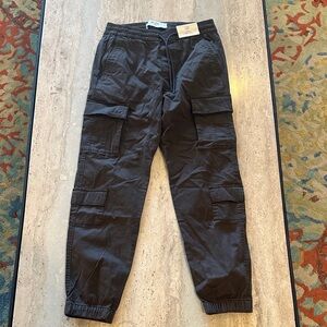 Hollister cargo jogger elastic waist‎ drawstring pants Brown XS NWT